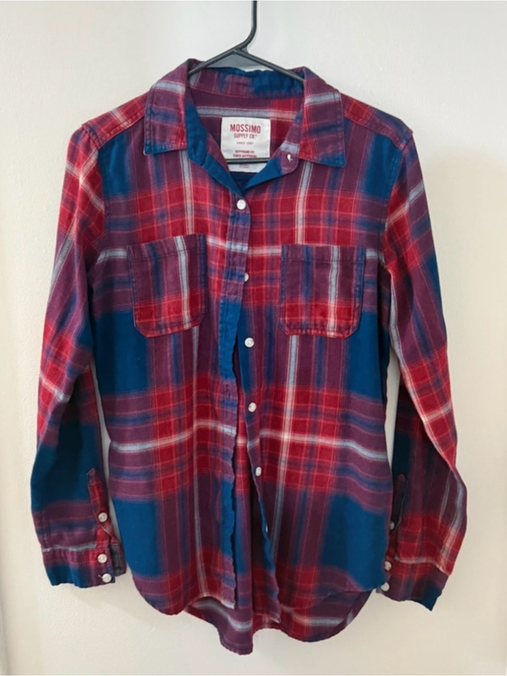 Mossimo Supply Co. Red and Blue Plaid Button-Down Shirt